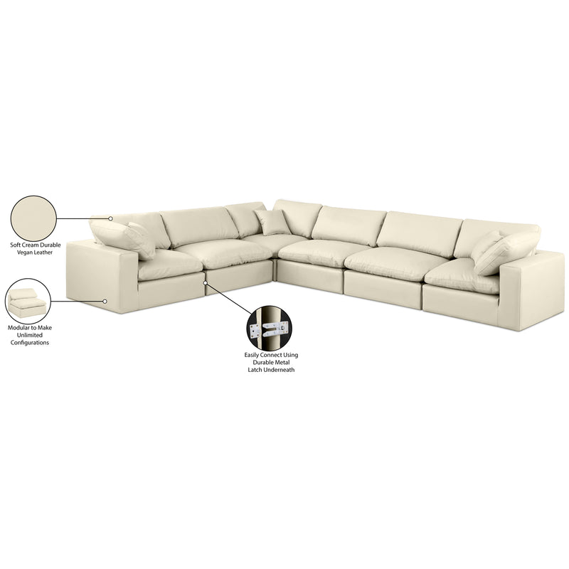 Meridian Comfy Cream Vegan Leather Modular Sectional IMAGE 11