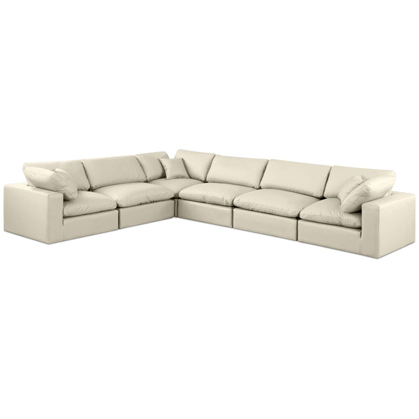 Meridian Comfy Cream Vegan Leather Modular Sectional IMAGE 1