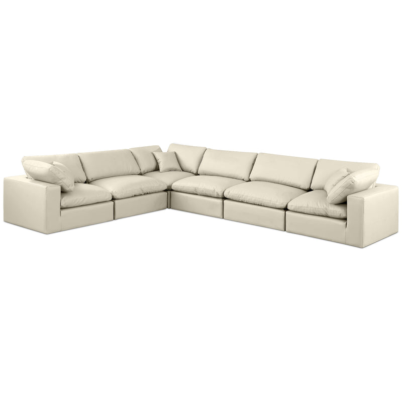 Meridian Comfy Cream Vegan Leather Modular Sectional IMAGE 1