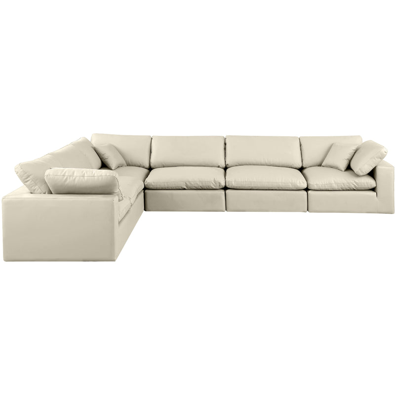 Meridian Comfy Cream Vegan Leather Modular Sectional IMAGE 4