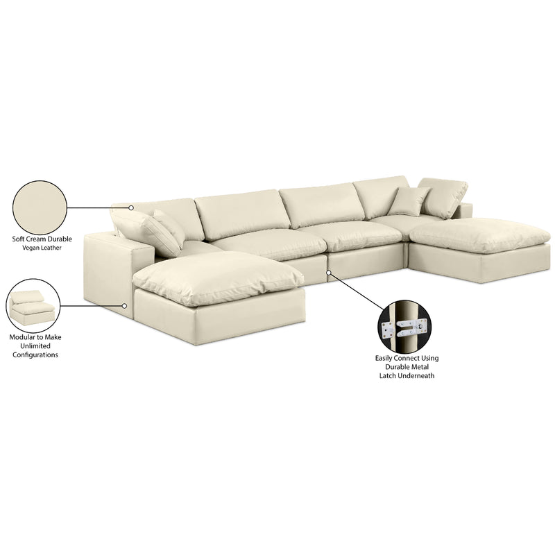 Meridian Comfy Cream Vegan Leather Modular Sectional IMAGE 11