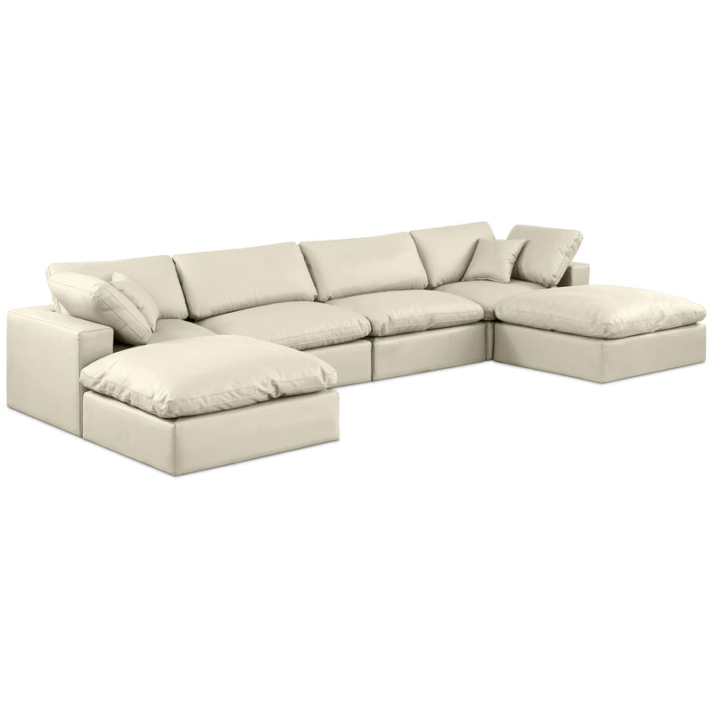 Meridian Comfy Cream Vegan Leather Modular Sectional IMAGE 1