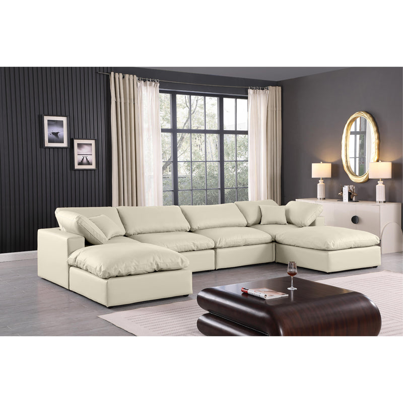 Meridian Comfy Cream Vegan Leather Modular Sectional IMAGE 2
