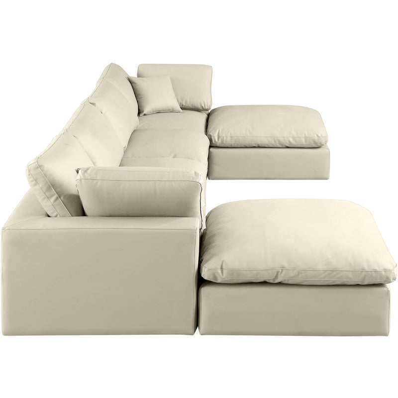 Meridian Comfy Cream Vegan Leather Modular Sectional IMAGE 5