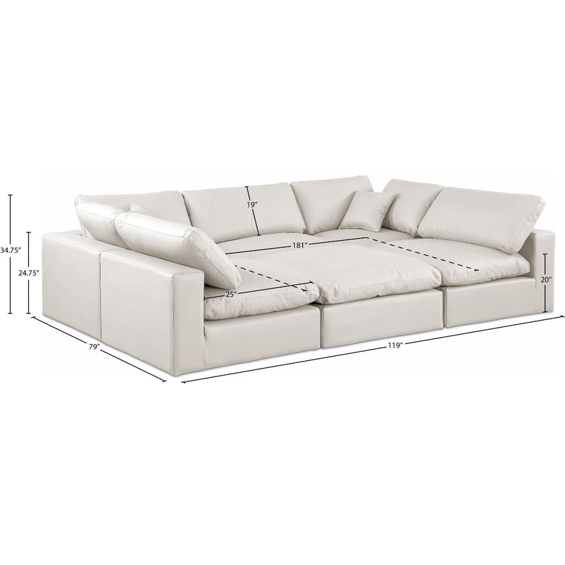 Meridian Comfy Cream Vegan Leather Modular Sectional IMAGE 10