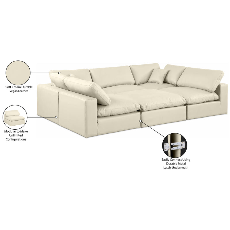 Meridian Comfy Cream Vegan Leather Modular Sectional IMAGE 11