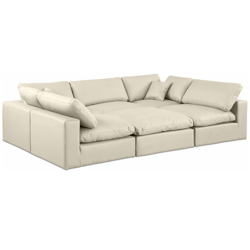 Meridian Comfy Cream Vegan Leather Modular Sectional IMAGE 1