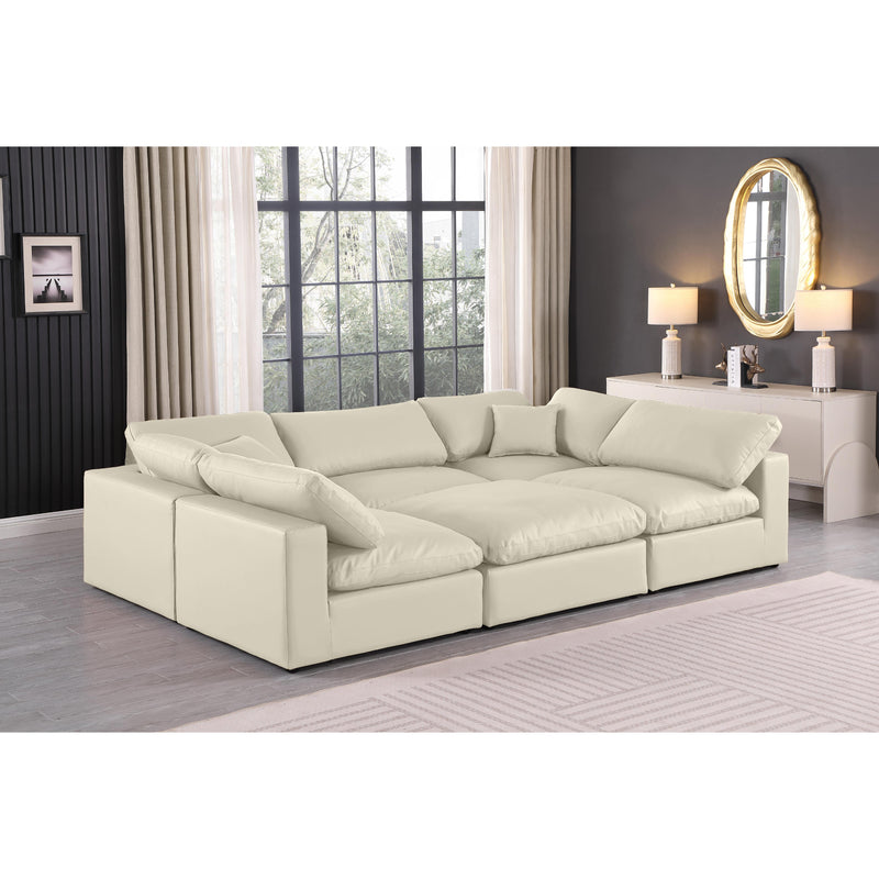 Meridian Comfy Cream Vegan Leather Modular Sectional IMAGE 2