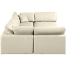 Meridian Comfy Cream Vegan Leather Modular Sectional IMAGE 5