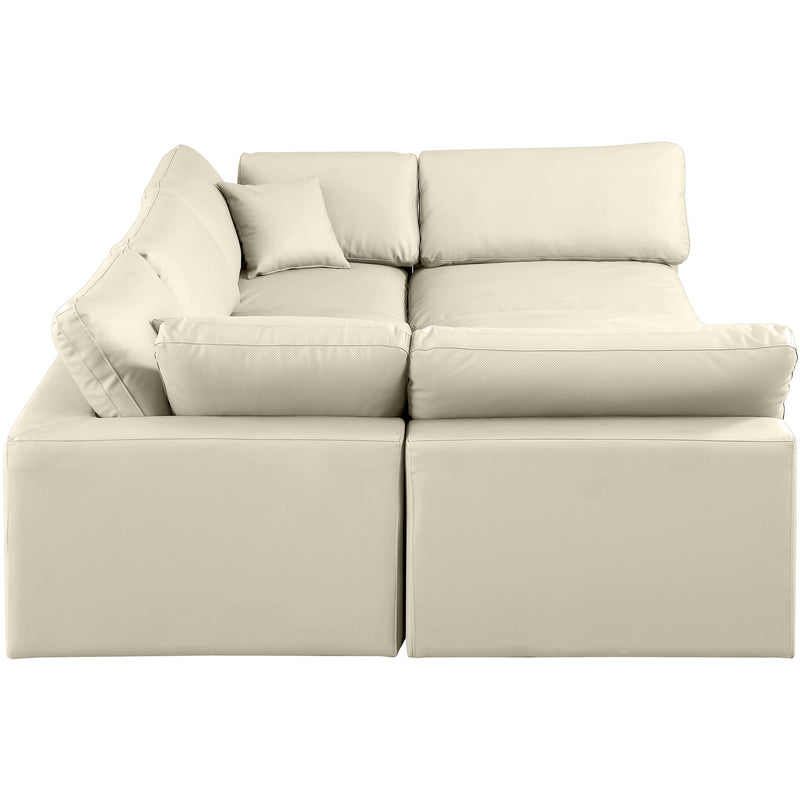 Meridian Comfy Cream Vegan Leather Modular Sectional IMAGE 5