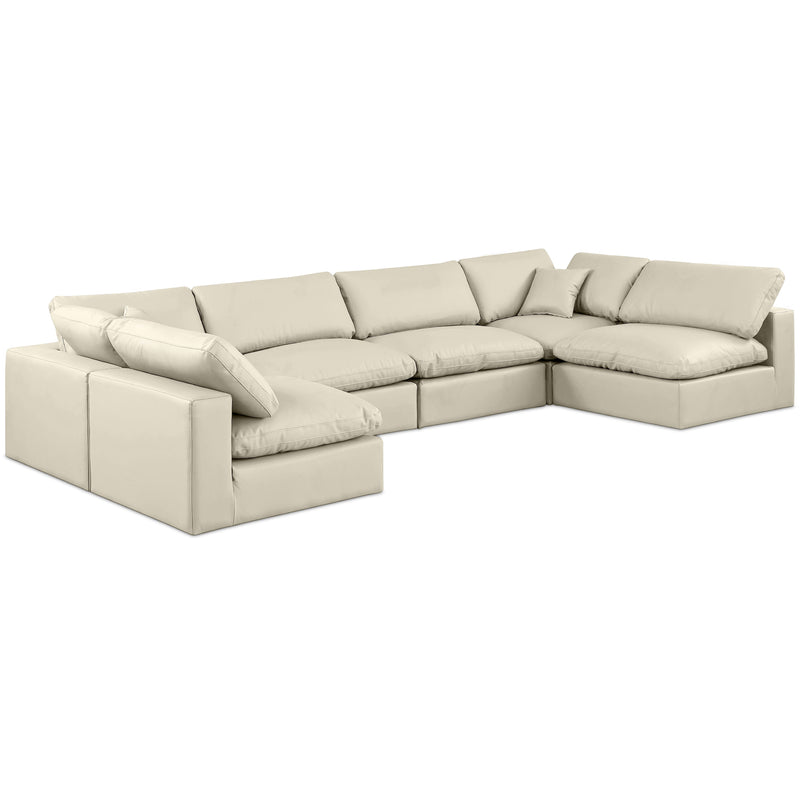 Meridian Comfy Cream Vegan Leather Modular Sectional IMAGE 1
