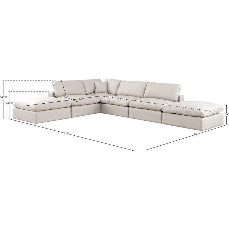 Meridian Comfy Cream Vegan Leather Modular Sectional IMAGE 10
