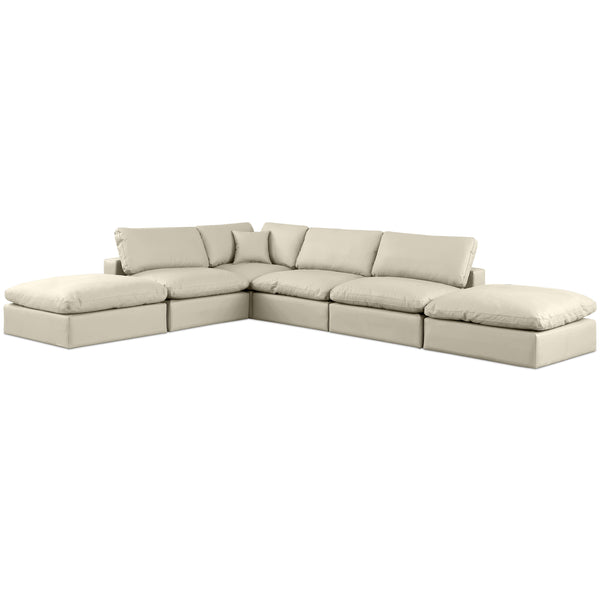 Meridian Comfy Cream Vegan Leather Modular Sectional IMAGE 1