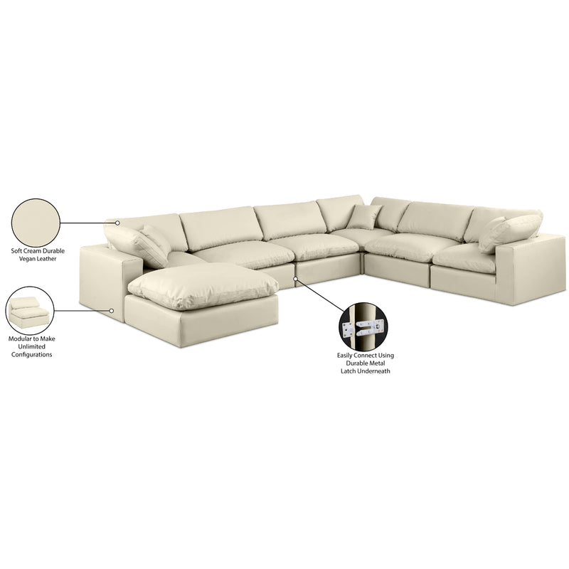 Meridian Comfy Cream Vegan Leather Modular Sectional IMAGE 11