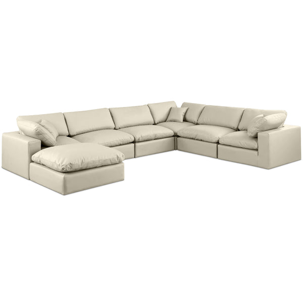 Meridian Comfy Cream Vegan Leather Modular Sectional IMAGE 1