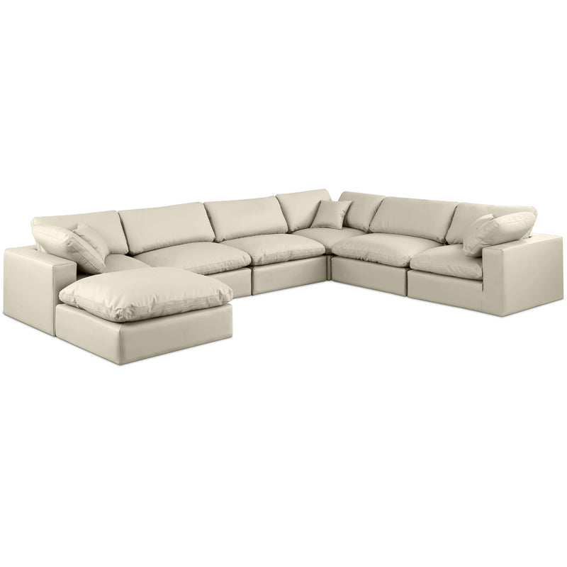 Meridian Comfy Cream Vegan Leather Modular Sectional IMAGE 1