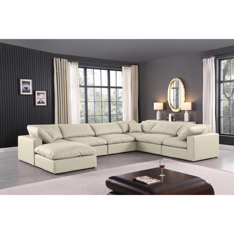 Meridian Comfy Cream Vegan Leather Modular Sectional IMAGE 2
