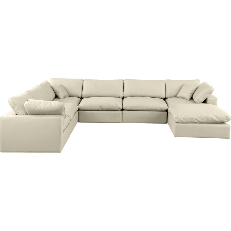Meridian Comfy Cream Vegan Leather Modular Sectional IMAGE 4