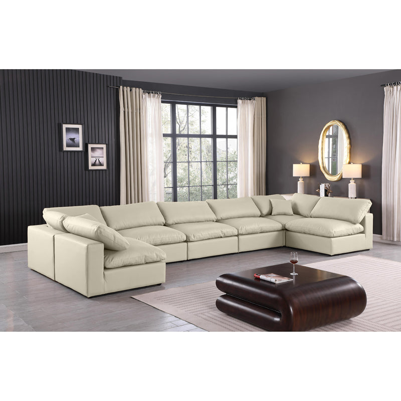 Meridian Comfy Cream Vegan Leather Modular Sectional IMAGE 2