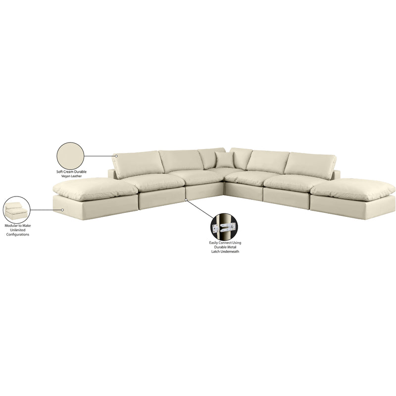 Meridian Comfy Cream Vegan Leather Modular Sectional IMAGE 11