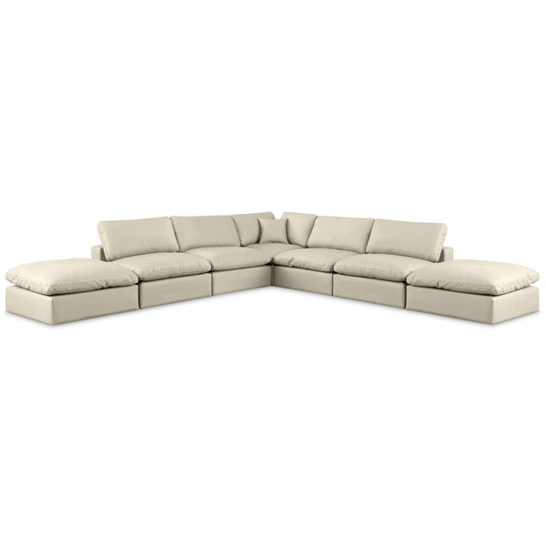 Meridian Comfy Cream Vegan Leather Modular Sectional IMAGE 1