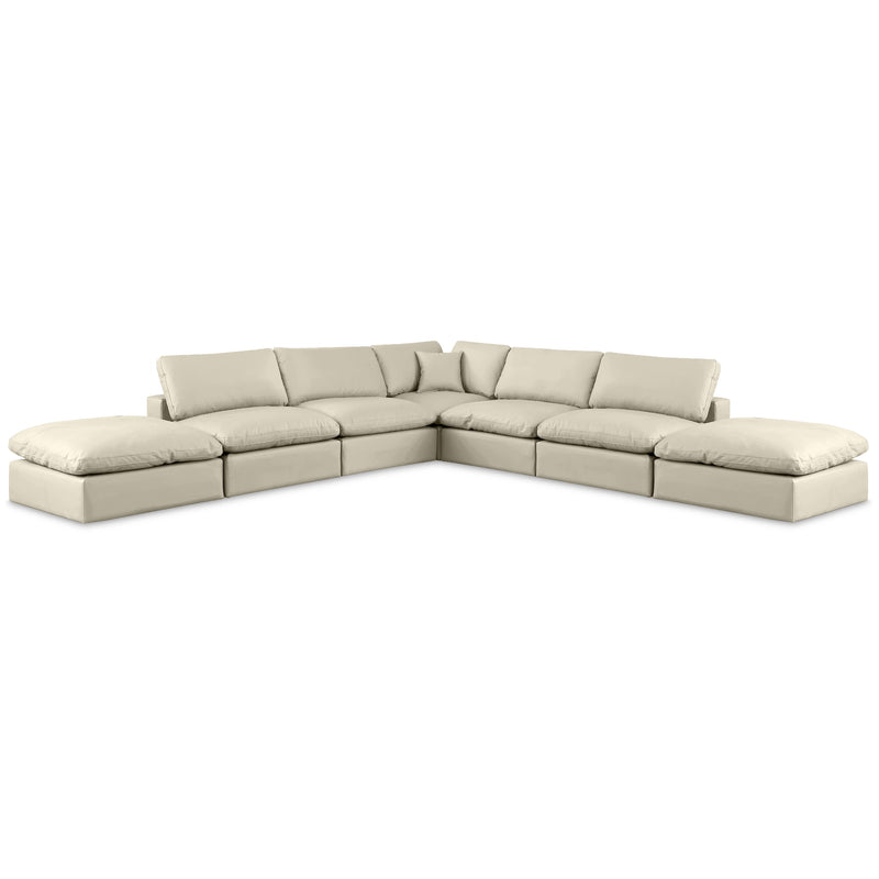 Meridian Comfy Cream Vegan Leather Modular Sectional IMAGE 1