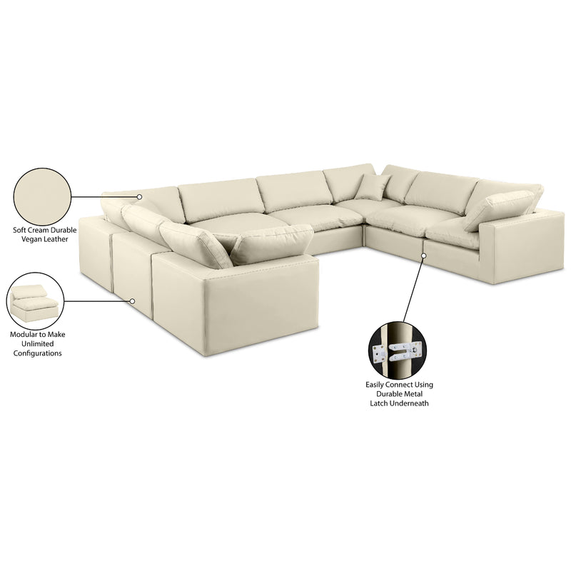 Meridian Comfy Cream Vegan Leather Modular Sectional IMAGE 11