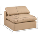 Meridian Comfy Tan Vegan Leather Modular Armless Chair IMAGE 10