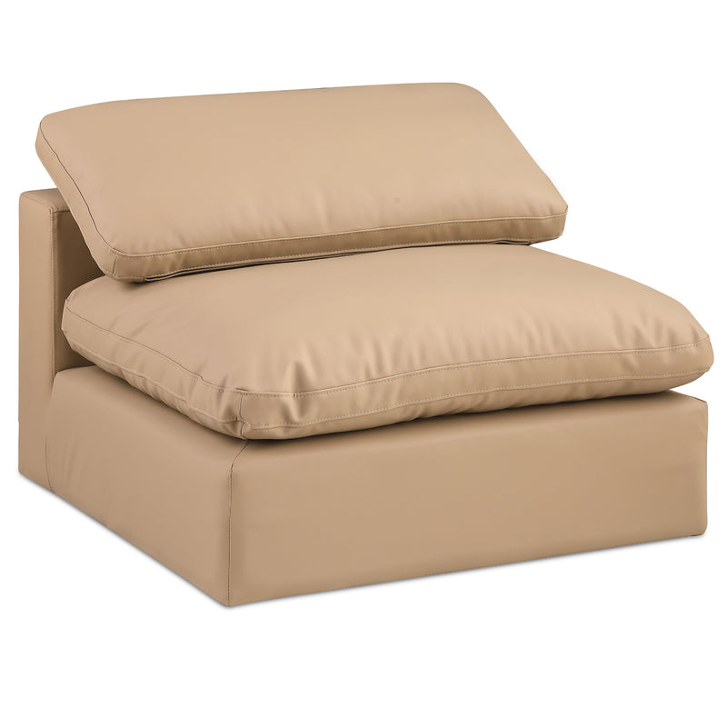 Meridian Comfy Tan Vegan Leather Modular Armless Chair IMAGE 1