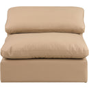 Meridian Comfy Tan Vegan Leather Modular Armless Chair IMAGE 4