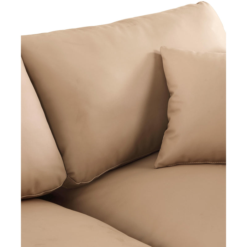 Meridian Comfy Tan Vegan Leather Modular Armless Chair IMAGE 8