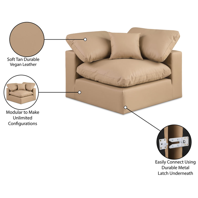 Meridian Comfy Tan Vegan Leather Modular Corner Chair IMAGE 12
