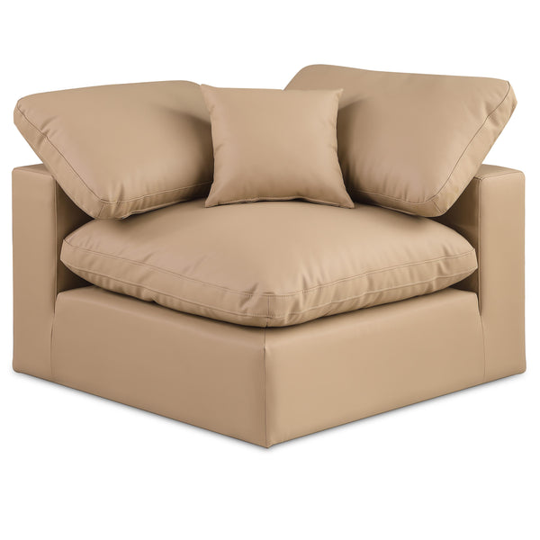 Meridian Comfy Tan Vegan Leather Modular Corner Chair IMAGE 1