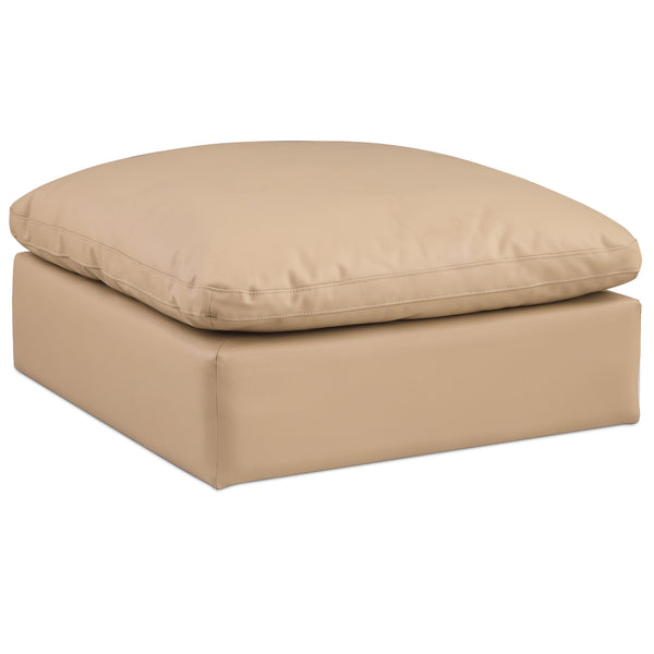 Meridian Comfy Tan Vegan Leather Modular Ottoman IMAGE 1