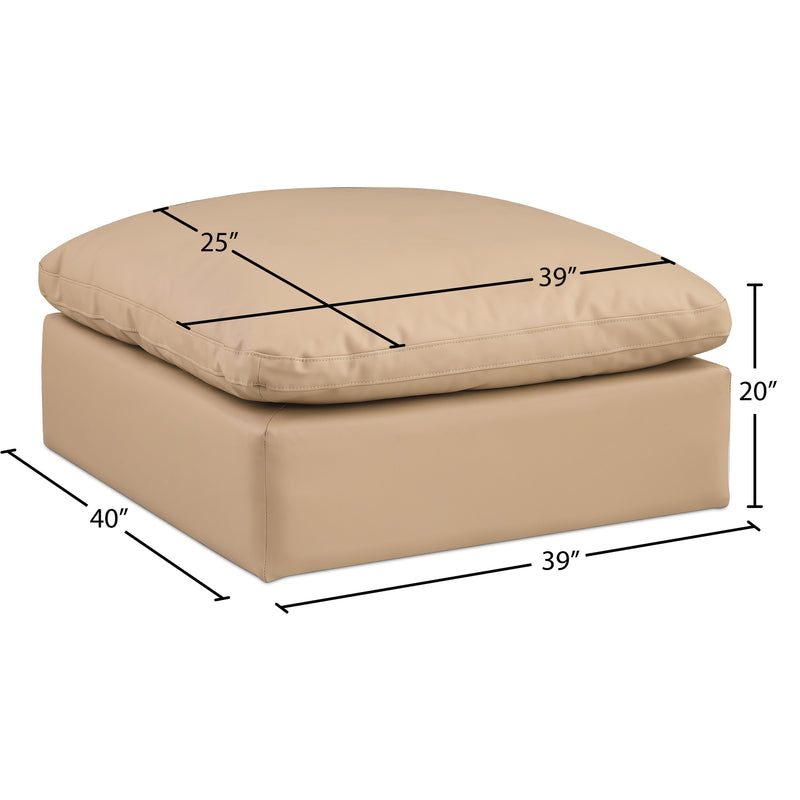 Meridian Comfy Tan Vegan Leather Modular Ottoman IMAGE 5