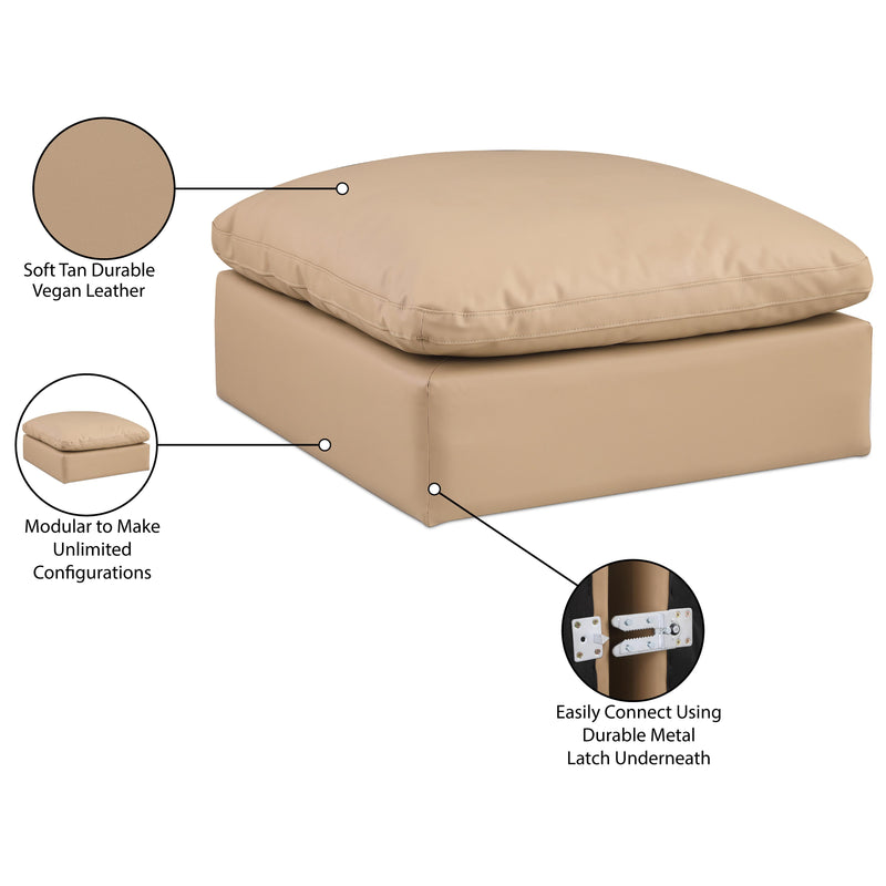 Meridian Comfy Tan Vegan Leather Modular Ottoman IMAGE 6