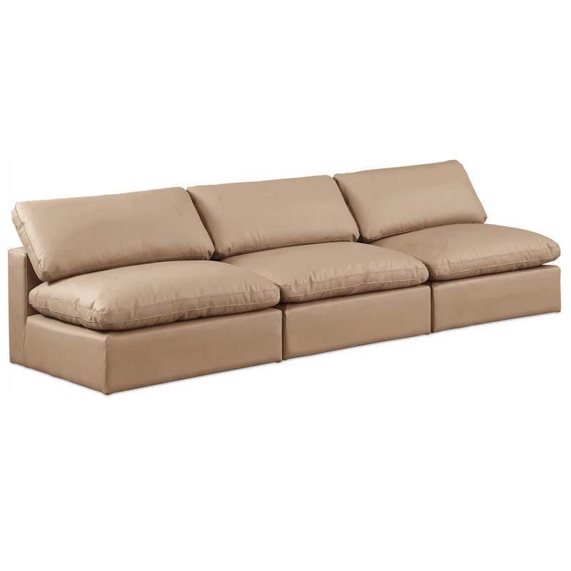 Meridian Comfy Tan Vegan Leather Modular Sofa IMAGE 1