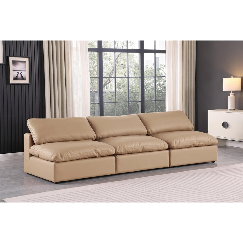 Meridian Comfy Tan Vegan Leather Modular Sofa IMAGE 2