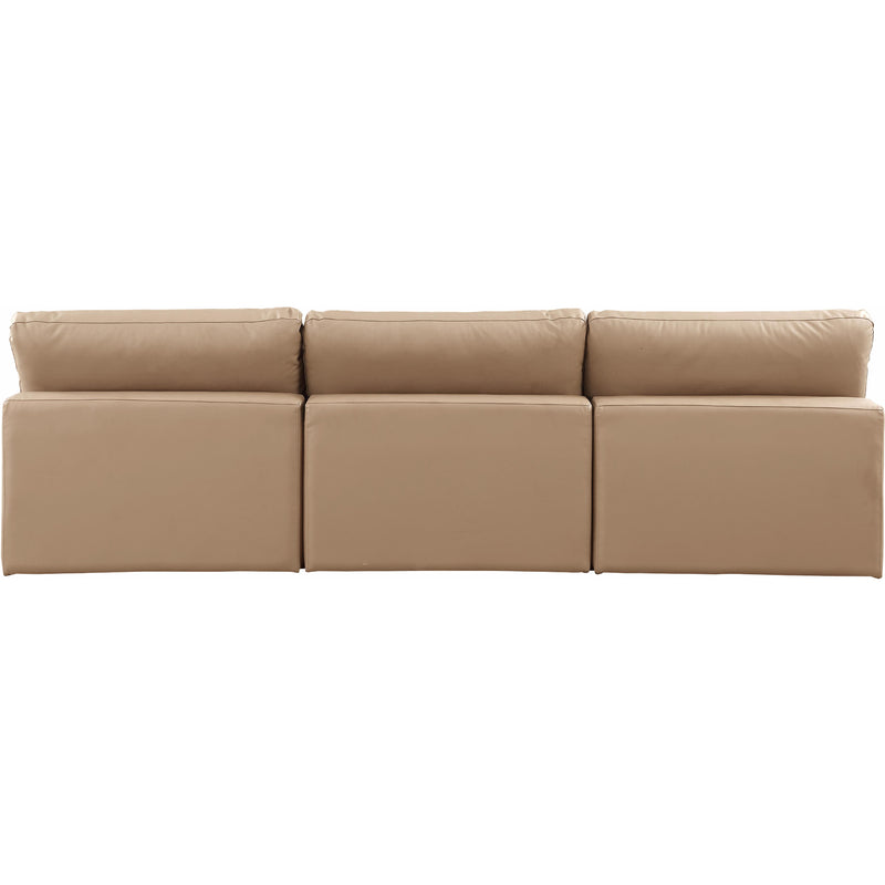 Meridian Comfy Tan Vegan Leather Modular Sofa IMAGE 3