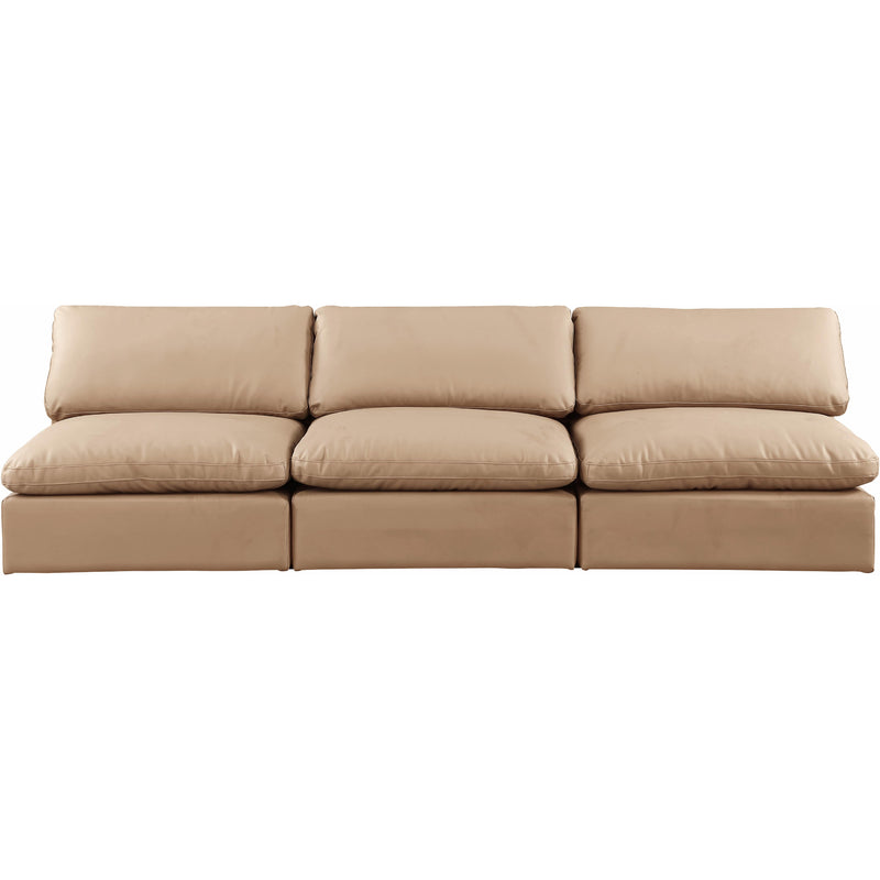 Meridian Comfy Tan Vegan Leather Modular Sofa IMAGE 4