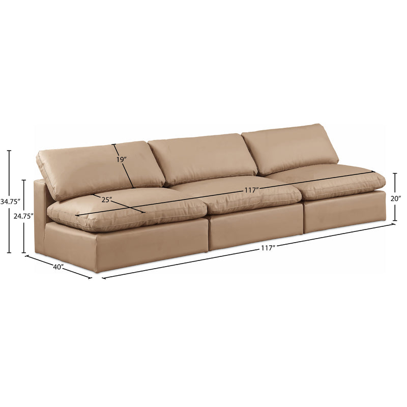 Meridian Comfy Tan Vegan Leather Modular Sofa IMAGE 9