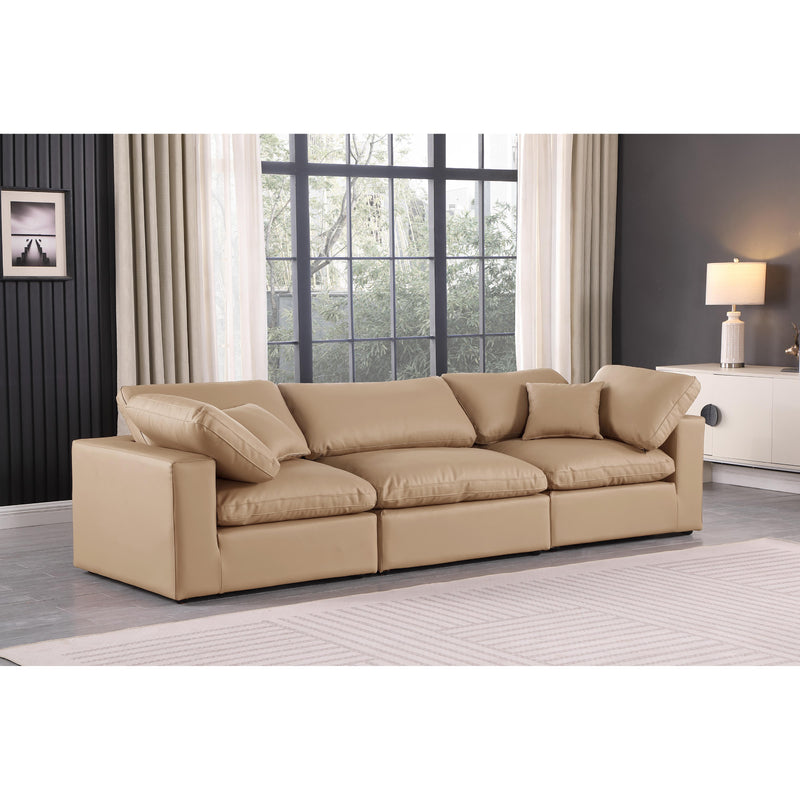 Meridian Comfy Tan Vegan Leather Modular Sofa IMAGE 2