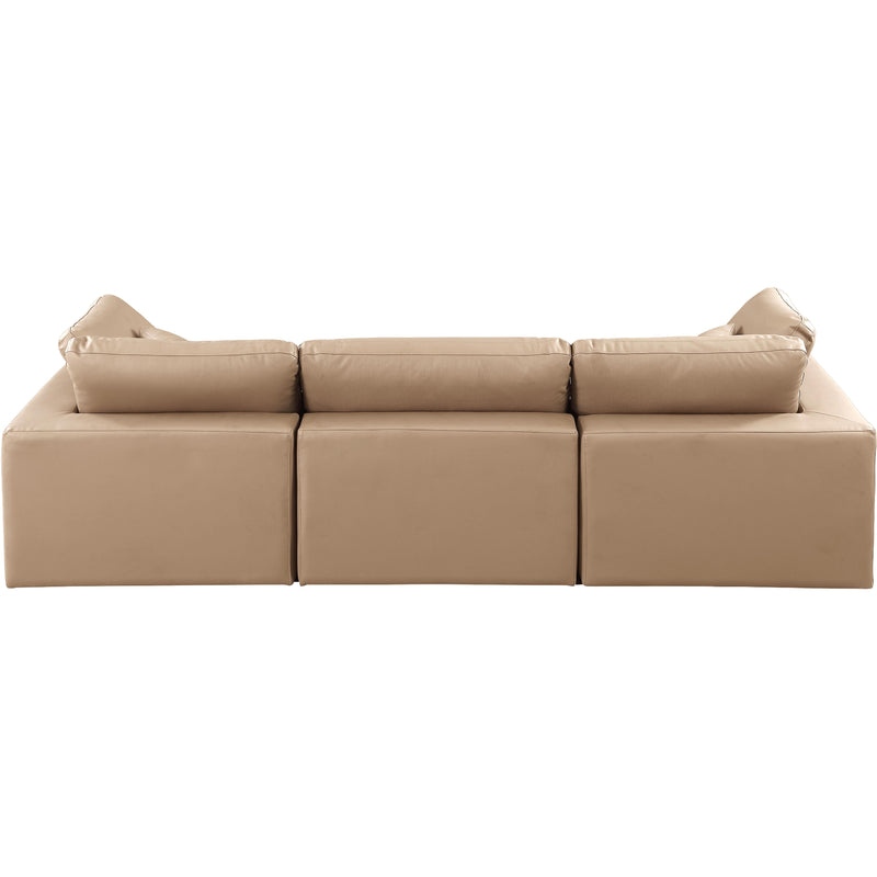 Meridian Comfy Tan Vegan Leather Modular Sofa IMAGE 3