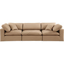 Meridian Comfy Tan Vegan Leather Modular Sofa IMAGE 4