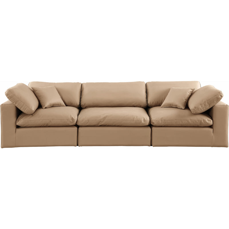Meridian Comfy Tan Vegan Leather Modular Sofa IMAGE 4