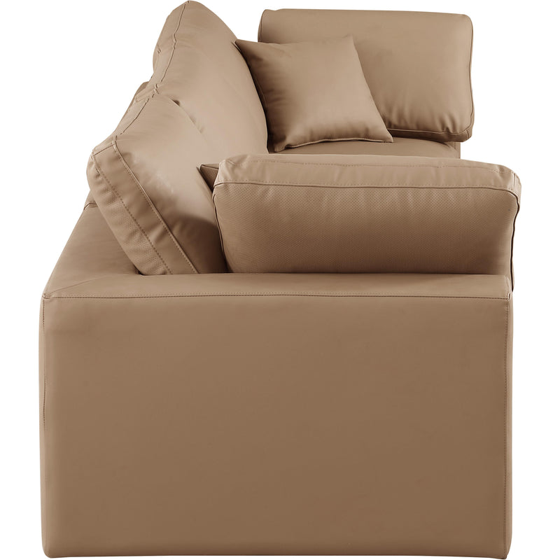 Meridian Comfy Tan Vegan Leather Modular Sofa IMAGE 5
