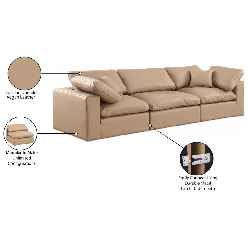 Meridian Comfy Tan Vegan Leather Modular Sofa IMAGE 9