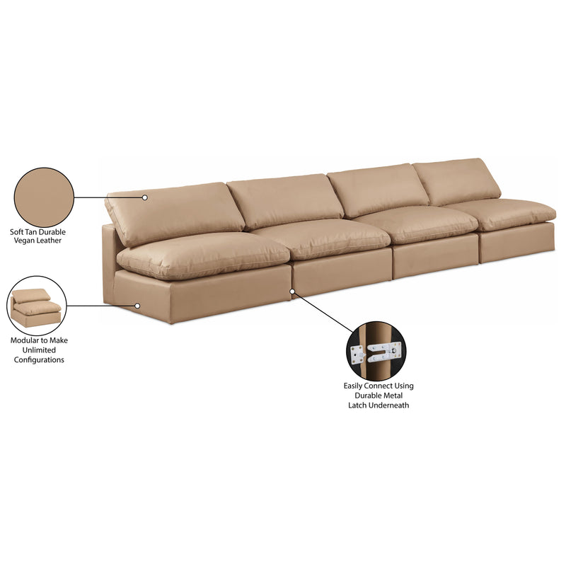 Meridian Comfy Tan Vegan Leather Modular Sofa IMAGE 10