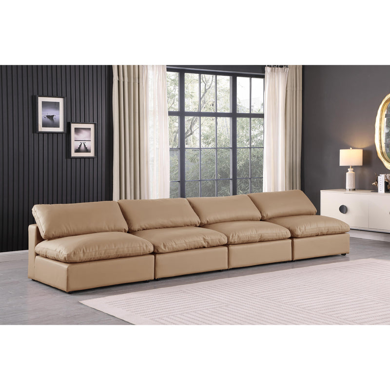 Meridian Comfy Tan Vegan Leather Modular Sofa IMAGE 2