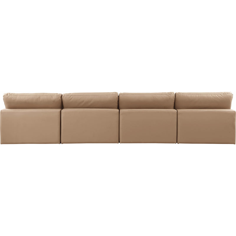 Meridian Comfy Tan Vegan Leather Modular Sofa IMAGE 3